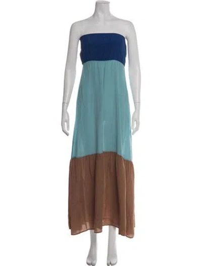 Pre-owned Erika Cavallini Silk Long Dress In Blue