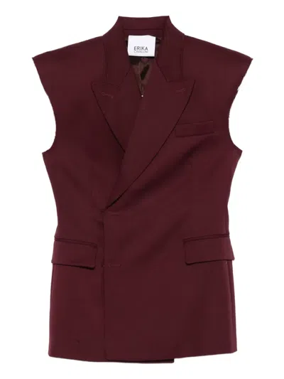 Erika Cavallini Sleeveless Off-centre Jacket In Burgundy