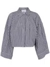 Erika Cavallini Wide Striped Cotton Shirt In Blue