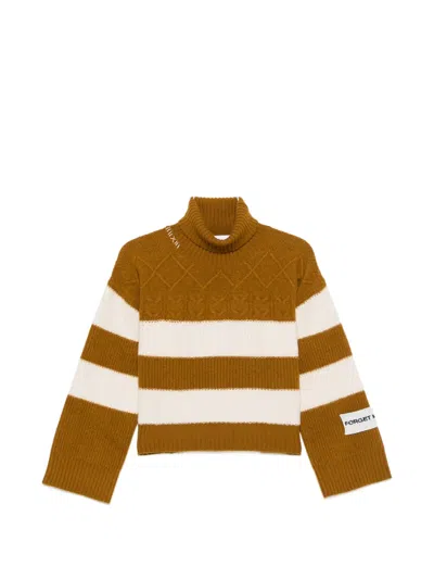 Erika Cavallini Striped Cable-knit Sweater In Brown