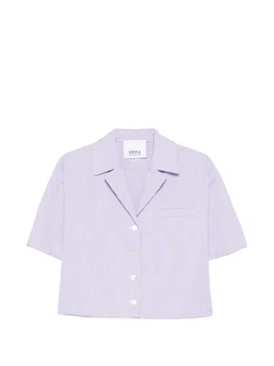 Erika Cavallini Striped Pocket Shirt In Purple