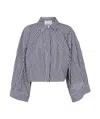 Erika Cavallini Wide Striped Cotton Shirt In Black