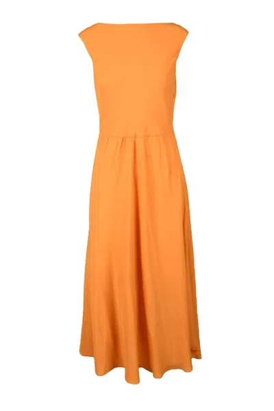 Erika Cavallini Structured Orange Maxi Dress In Multi
