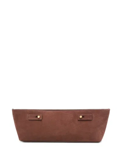 Erika Cavallini Suede Clutch Bag In Brown