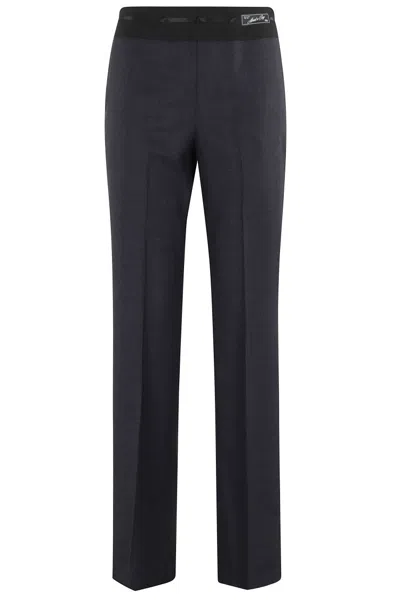 ERIKA CAVALLINI TAILORED TROUSERS WITH SATIN LOGO WAISTBAND