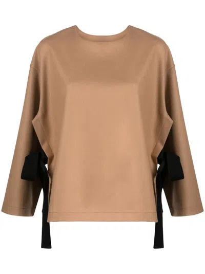 Erika Cavallini Nara Wool Blend Blouse In Brown