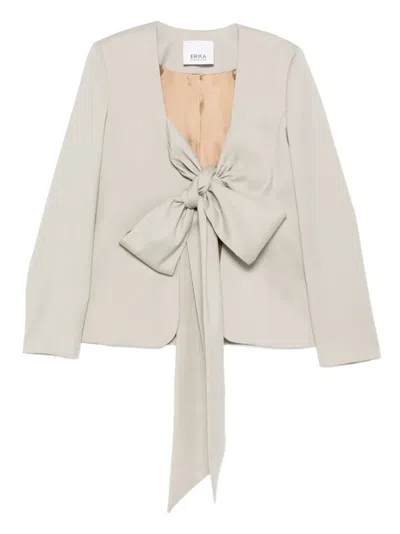 Erika Cavallini Tie Fastening Bow Blazer In Gray