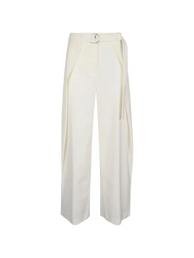 Erika Cavallini Semi Couture Wool Twill Amelia Trousers In White