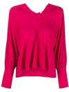 Erika Cavallini V-neck Long-sleeved Blouse In 粉色