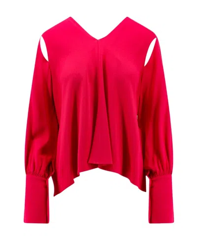 Erika Cavallini V-neck Long-sleeved Blouse In Red