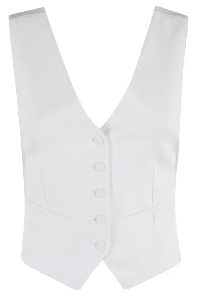 Erika Cavallini Veronica Vest With V-neckline And Draped Back In White