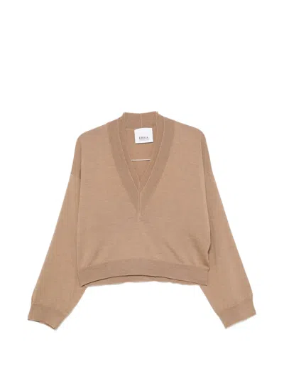 Erika Cavallini V-neck Drop-shoulder Sweater In Nude