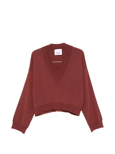 Erika Cavallini V-neck Long-sleeve Sweater In Red