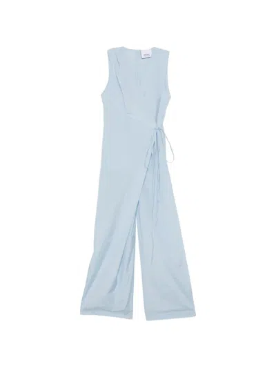 Erika Cavallini V-neck Sleeveless Jumpsuit In Blue