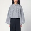 Erika Cavallini Wide Striped Cotton Shirt In Blue