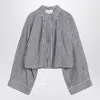 Erika Cavallini Wide Striped Cotton Shirt In Blue