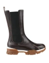 Erika Cavallini Woman Ankle Boots Dark Brown Size 11 Soft Leather In Brown