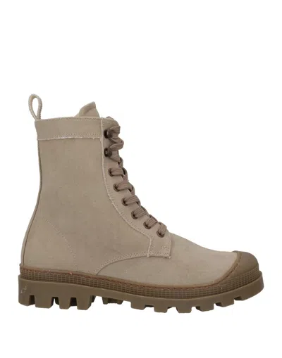 Erika Cavallini Woman Ankle Boots Khaki Size 7 Textile Fibers In Beige