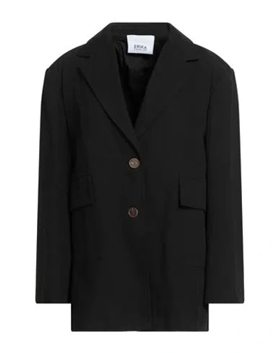 Erika Cavallini Woman Blazer Black Size 10 Cotton
