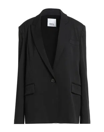 Erika Cavallini Woman Blazer Black Size 10 Polyester, Virgin Wool, Elastane