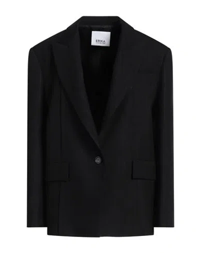 Erika Cavallini Woman Blazer Black Size 10 Polyester, Wool, Elastane