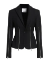 Erika Cavallini Woman Blazer Black Size 8 Virgin Wool, Polyester In Black