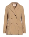 Erika Cavallini Woman Blazer Camel Size 4 Cotton In Beige