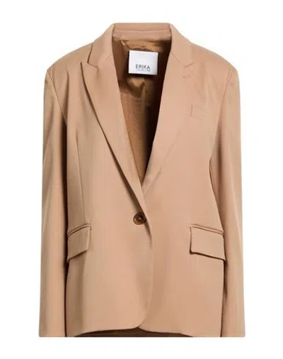 Erika Cavallini Woman Blazer Camel Size 8 Polyester, Virgin Wool, Elastane In Neutral