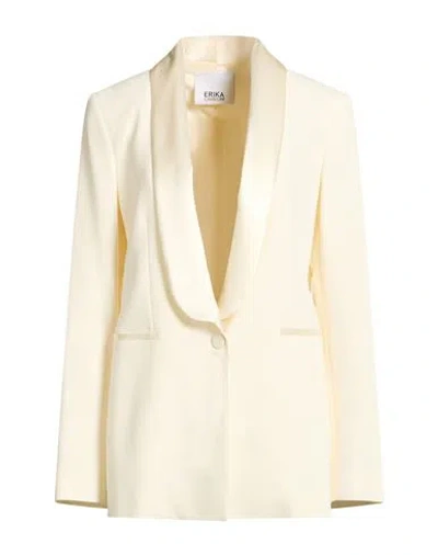 Erika Cavallini Woman Blazer Cream Size 6 Viscose, Elastane, Polyester In White