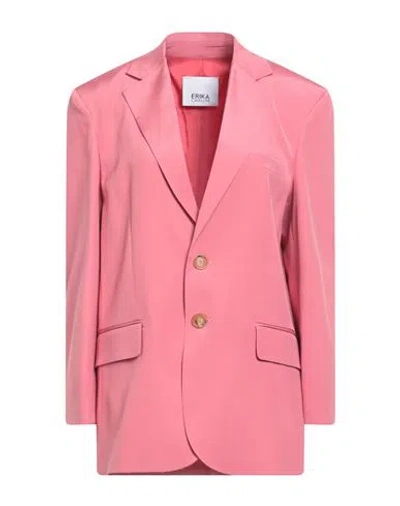 Erika Cavallini Woman Blazer Fuchsia Size 10 Silk, Elastane, Polyester In Pink