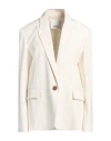 Erika Cavallini Woman Blazer Ivory Size 10 Polyester, Virgin Wool, Elastane In White