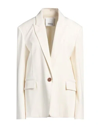 Erika Cavallini Woman Blazer Ivory Size 10 Polyester, Virgin Wool, Elastane In White