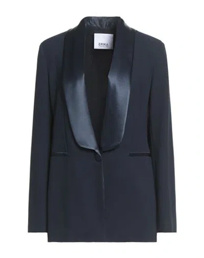 Erika Cavallini Woman Blazer Navy Size 6 Viscose, Elastane, Polyester