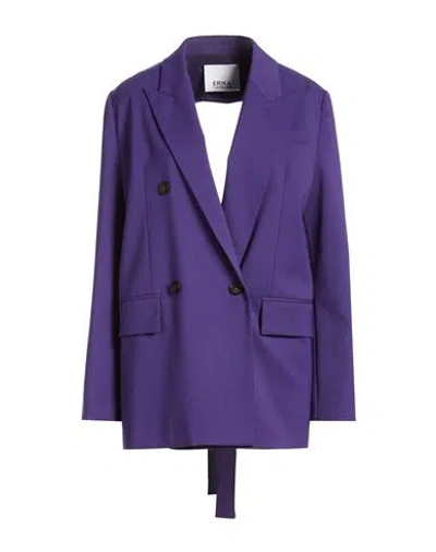 Erika Cavallini Woman Blazer Purple Size 6 Polyester, Virgin Wool, Elastane