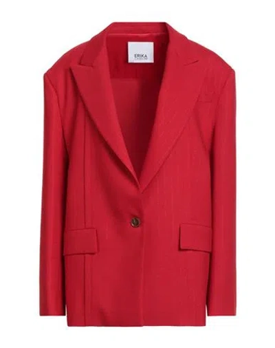 Erika Cavallini Woman Blazer Red Size 6 Polyester, Wool, Elastane