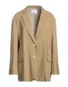 Erika Cavallini Woman Blazer Sand Size 10 Linen, Polyester, Viscose, Elastane In Beige