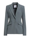 Erika Cavallini Woman Blazer Slate Blue Size 6 Polyester, Viscose, Elastane