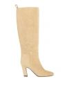 Erika Cavallini Woman Boot Sand Size 7 Soft Leather, Textile Fibers In Beige