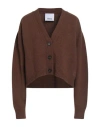 Erika Cavallini Woman Cardigan Brown Size L Cashmere, Virgin Wool