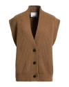 Erika Cavallini Woman Cardigan Brown Size L Wool, Polyamide In Brown
