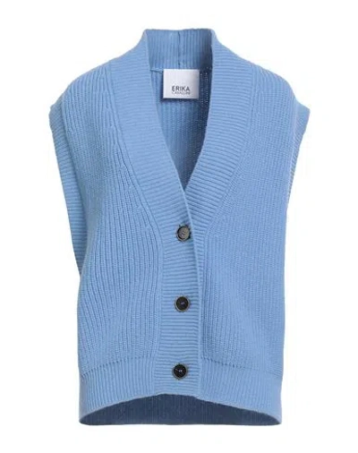 Erika Cavallini Woman Cardigan Light Blue Size M Wool, Polyamide