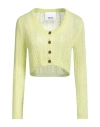 Erika Cavallini Woman Cardigan Lime Green Size L Mohair Wool, Polyamide, Wool In Neutral