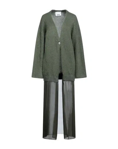 Erika Cavallini Woman Cardigan Military Green Size S Mohair Wool, Polyamide, Wool, Polyester