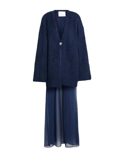 Erika Cavallini Woman Cardigan Navy Size M Mohair Wool, Polyamide, Wool, Polyester