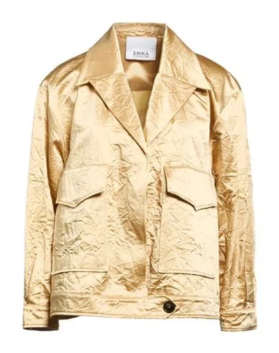 Erika Cavallini Woman Jacket Gold Size 8 Cotton, Acrylic