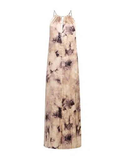 Erika Cavallini Woman Maxi Dress Beige Size 2 Silk In Multi