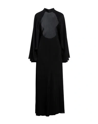 Erika Cavallini Woman Maxi Dress Black Size 2 Acetate, Silk