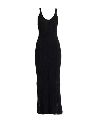 Erika Cavallini Woman Maxi Dress Black Size M Mohair Wool, Polyamide, Wool