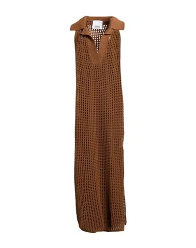Erika Cavallini Woman Maxi Dress Brown Size L Cotton
