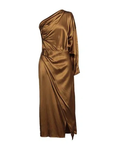 Erika Cavallini Woman Maxi Dress Camel Size 6 Viscose In Beige
